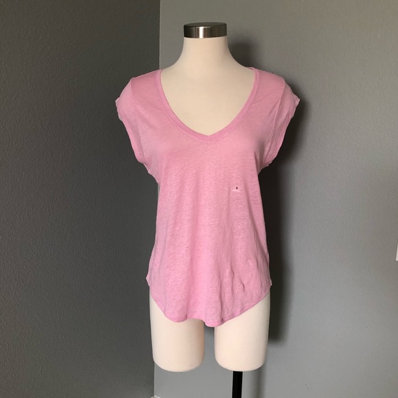 Express Tops - NWT Express Pink V-Neck Linen Tank T-Shirt